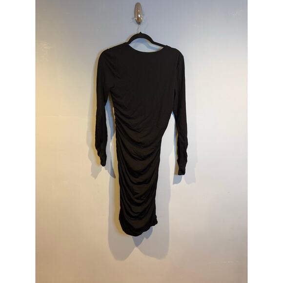Boden Ruched Black Long Sleeve Midi Dress (Size 6R) - Picture 2 of 5